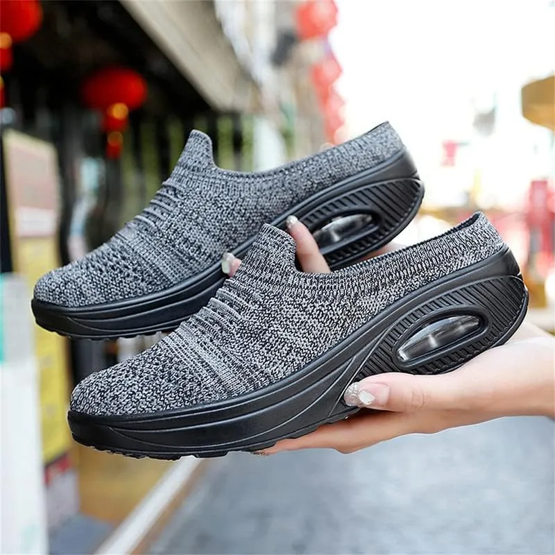 LLTMALL Women's Mules Clogs Air Cushion Breathable Platform Mesh Non Slip Shoes Knit Open Back Sneakers