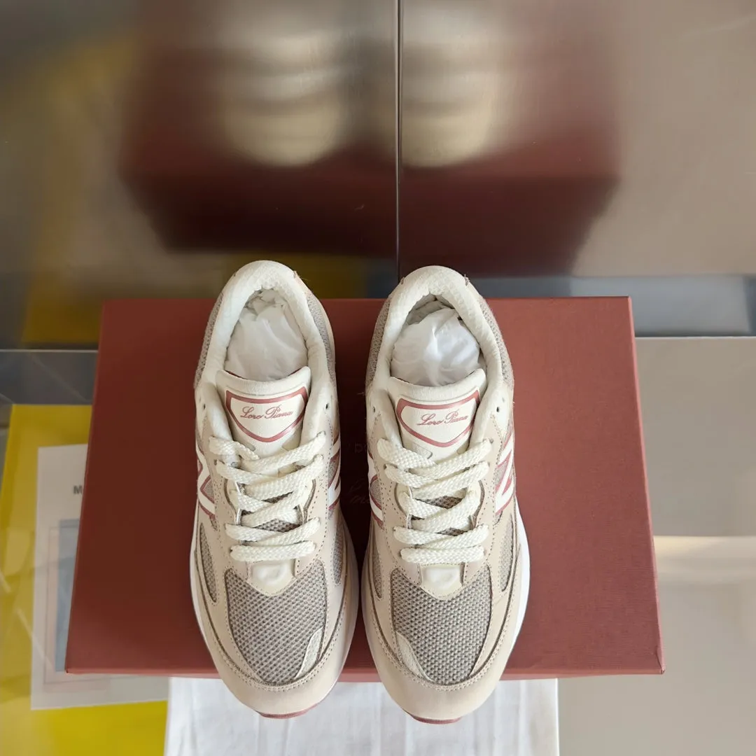 LP x NB 990v6 Sneaker 45mm white grey dark pink calfskin and mesh fabric