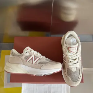 LP x NB 990v6 Sneaker 45mm white grey dark pink calfskin and mesh fabric