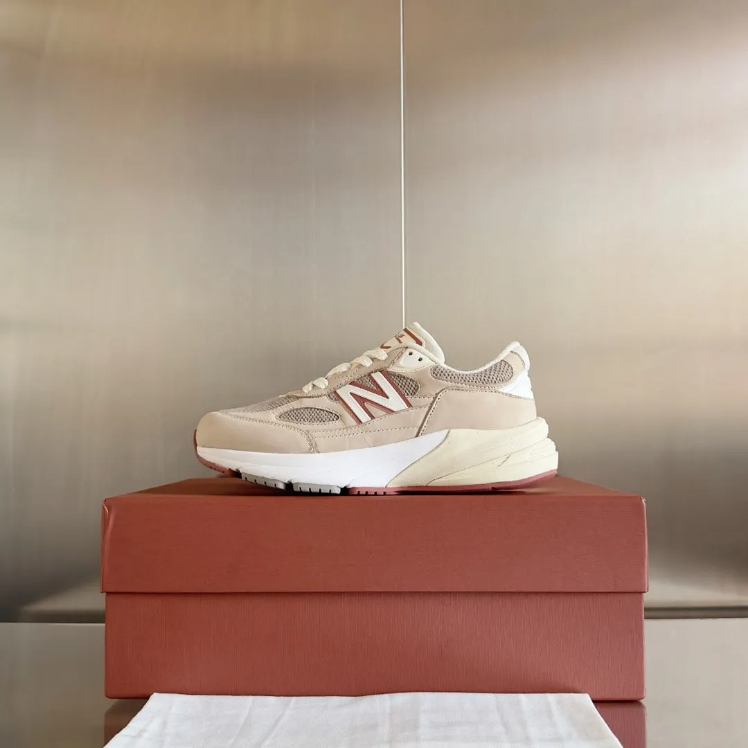 LP x NB 990v6 Sneaker 45mm white grey dark pink calfskin and mesh fabric