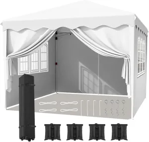 MAMIZO 10x10FT Pop Up Canopy with 4 Sidewalls, Ez Up Commercial -Series Instant Canopy Tent, Outdoor Portable Gazebo with Wheeled Bag, Party Canopies Event Tent for Wedding/Patio/Camping (White)