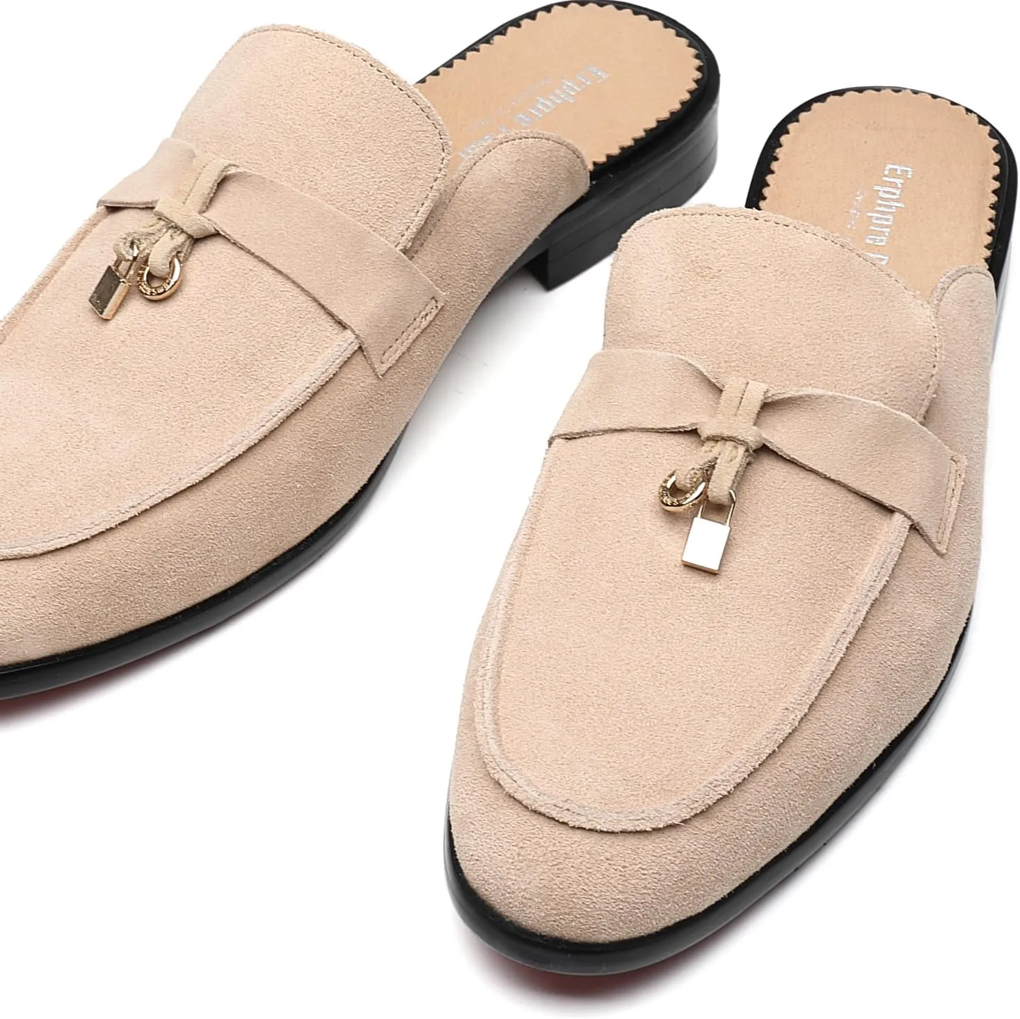 Mens Black Backless Loafers Genuine Leather Mules Shoes