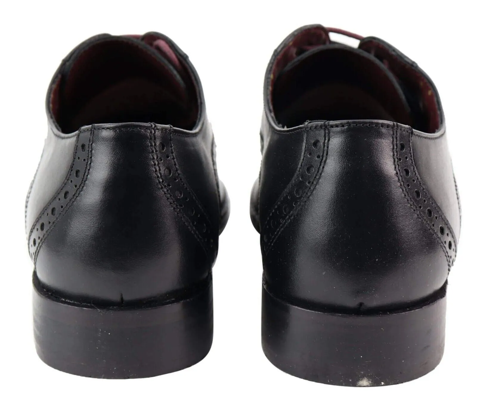 Mens Classic Oxford Brogue Derby Shoes in Black Leather
