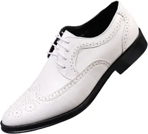 Men's Dress Oxfords Classic Lace Up Wing Tip Brogue Leather Shoes Business Formal Derby Shoes