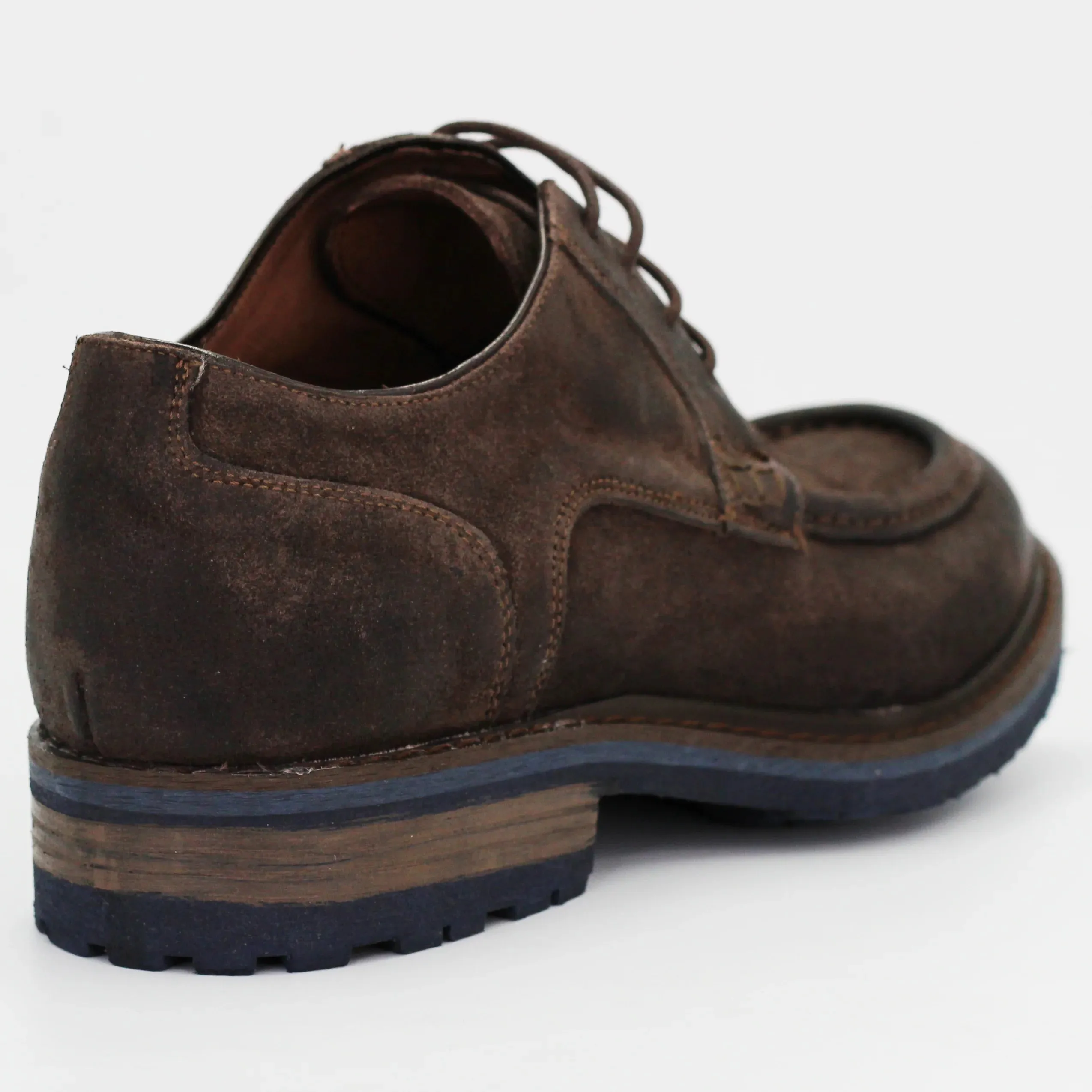 Men's Lace-up Derby Shoe in Calf Leather Suede Espresso (BRU11558)
