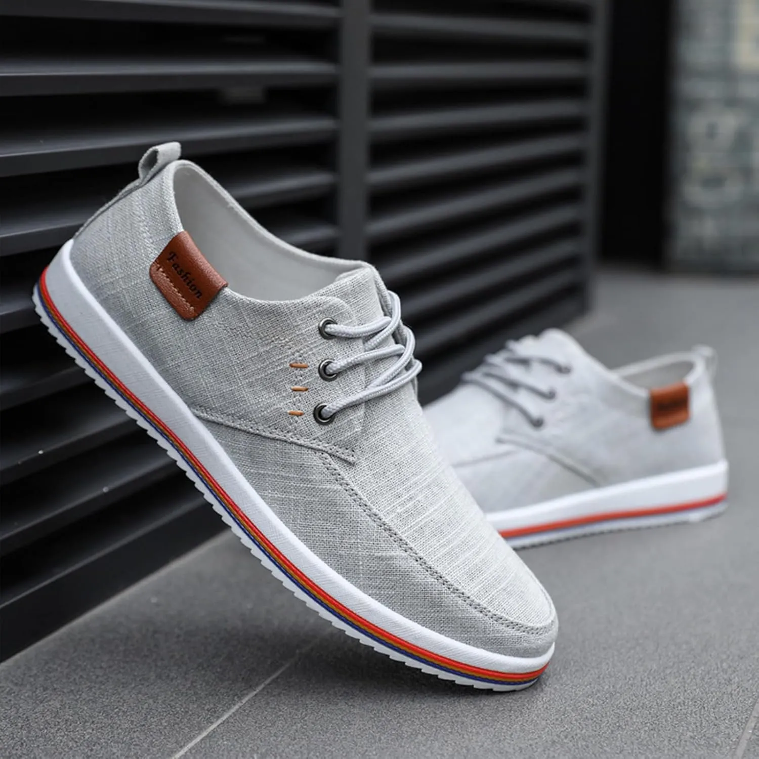 Men's Lightweight Canvas Casual Dress Shoes,Trendy Comfort Breathable Lace-up Non-Slip Business Oxford Sneakers
