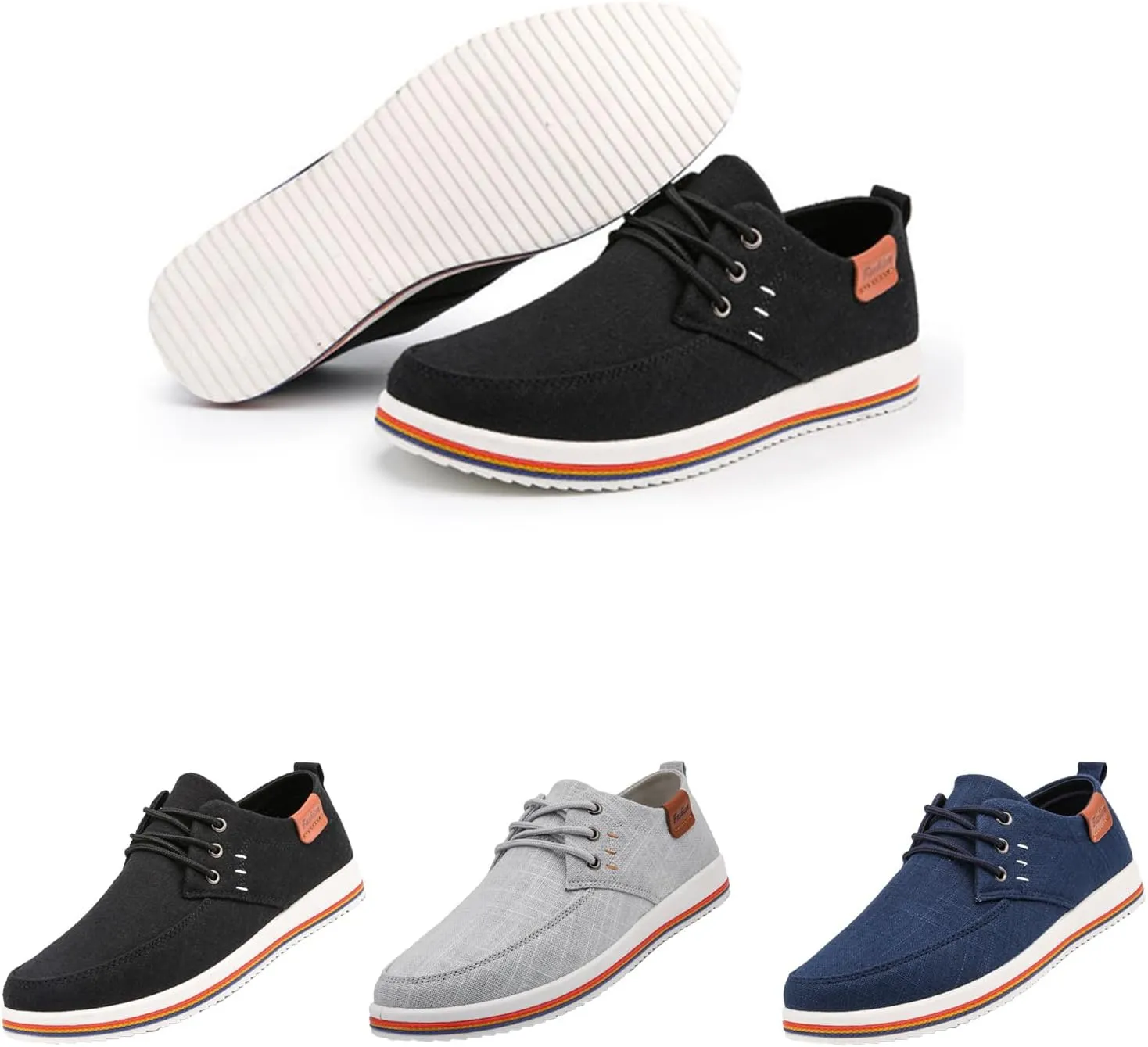 Men's Lightweight Canvas Casual Dress Shoes,Trendy Comfort Breathable Lace-up Non-Slip Business Oxford Sneakers
