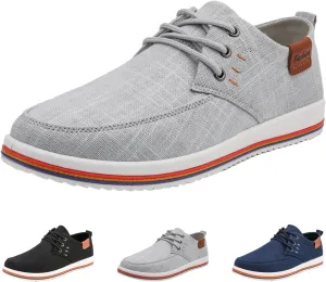 Men's Lightweight Canvas Casual Dress Shoes,Trendy Comfort Breathable Lace-up Non-Slip Business Oxford Sneakers