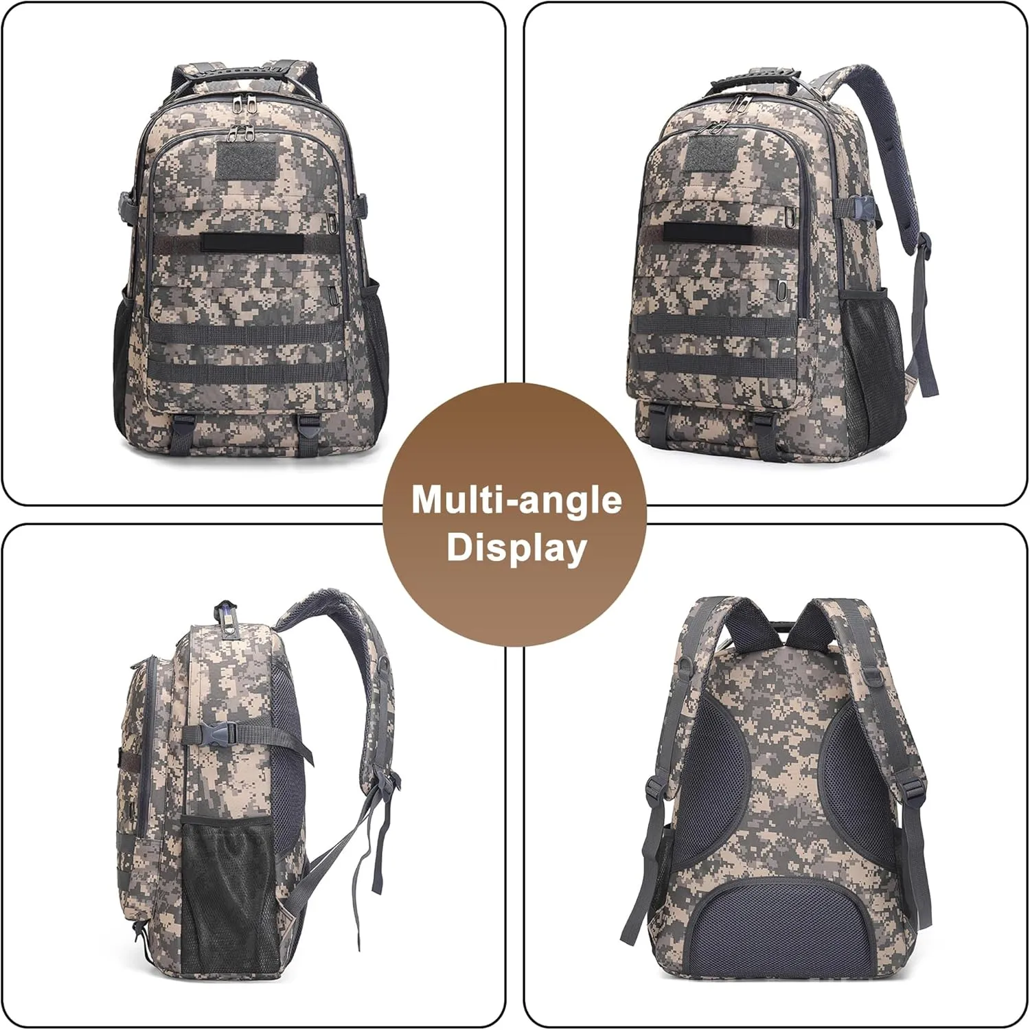 Men's Oxford Cloth Tactical Backpack 40L Outdoor Camping Rucksack Large Capacity Hiking Travel Daypack (B/Multicolor)