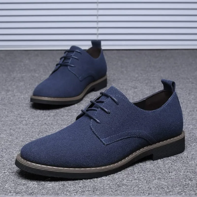 Men's Suede Dress Oxfords Shoes Fashion Round-Toe Lace up Low Top Nubuck Leather Casual Shoes Classic Business Formal Derby Shoe