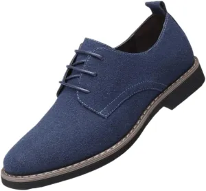 Men's Suede Dress Oxfords Shoes Fashion Round-Toe Lace up Low Top Nubuck Leather Casual Shoes Classic Business Formal Derby Shoe