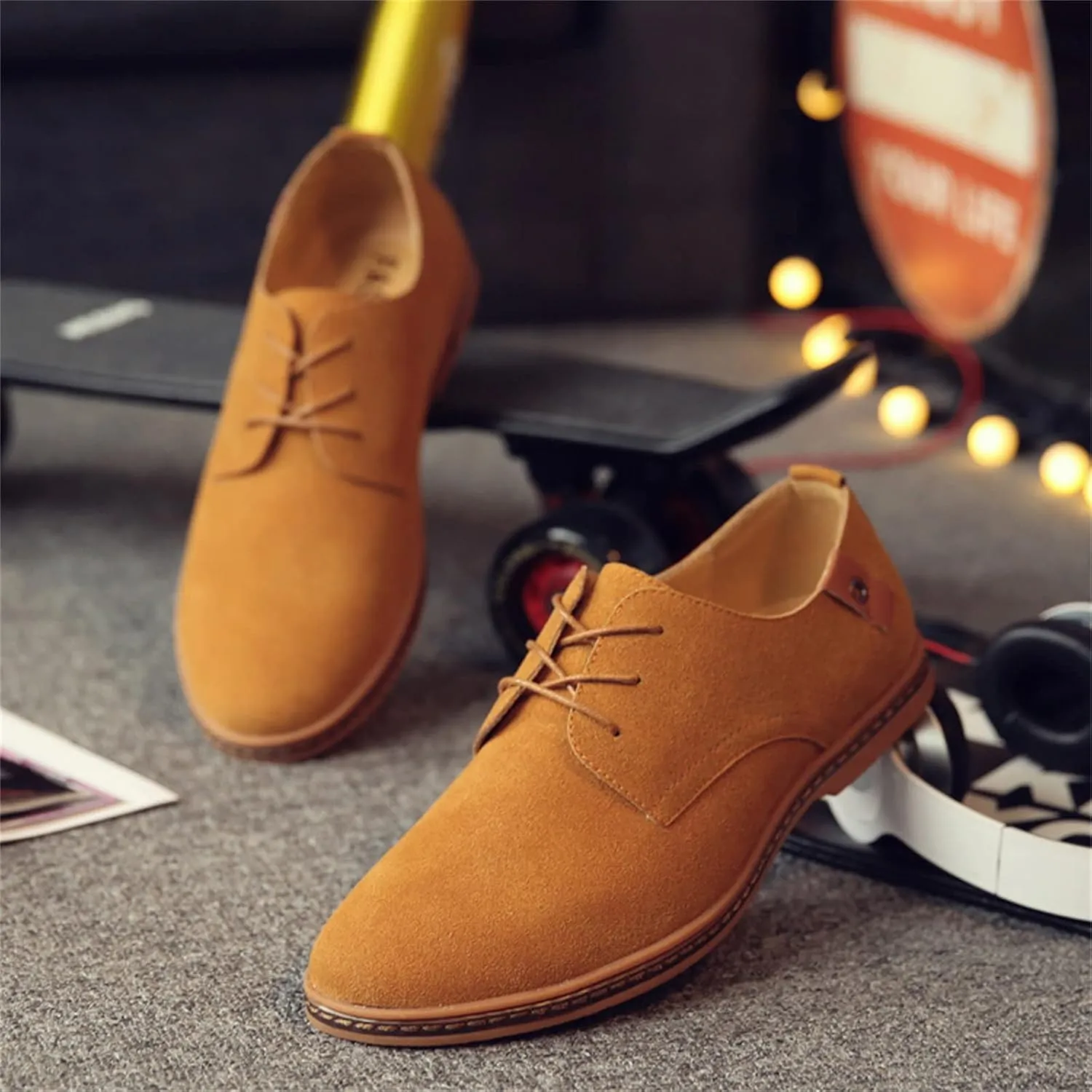 Men's Suede Lace Up Oxfords Orthopedic Leather Shoes,Dress Business Casual Shoes Luxury Work Office Soft Sole Derby Shoes