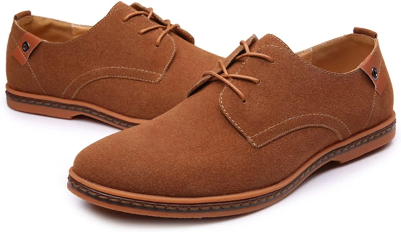 Men's Suede Lace Up Oxfords Orthopedic Leather Shoes,Dress Business Casual Shoes Luxury Work Office Soft Sole Derby Shoes