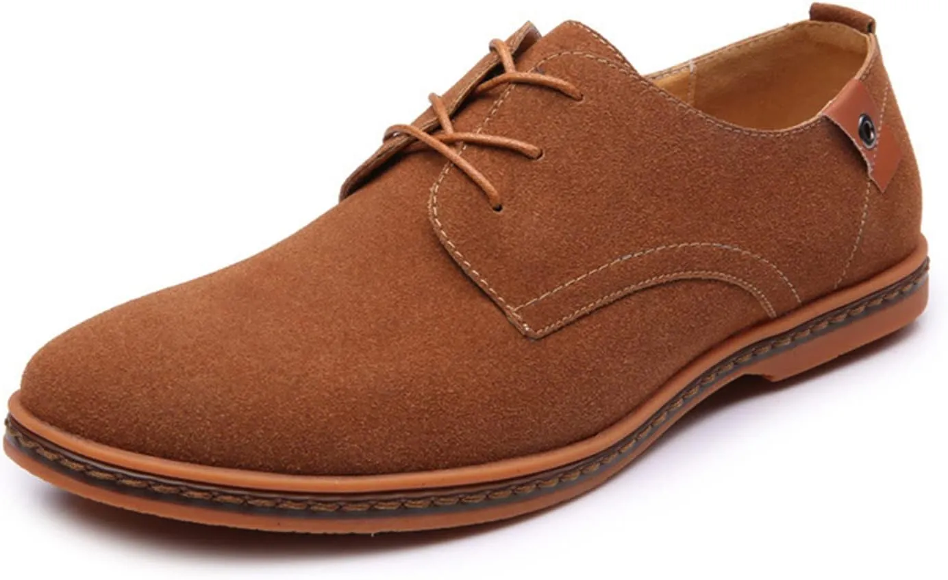 Men's Suede Lace Up Oxfords Orthopedic Leather Shoes,Dress Business Casual Shoes Luxury Work Office Soft Sole Derby Shoes