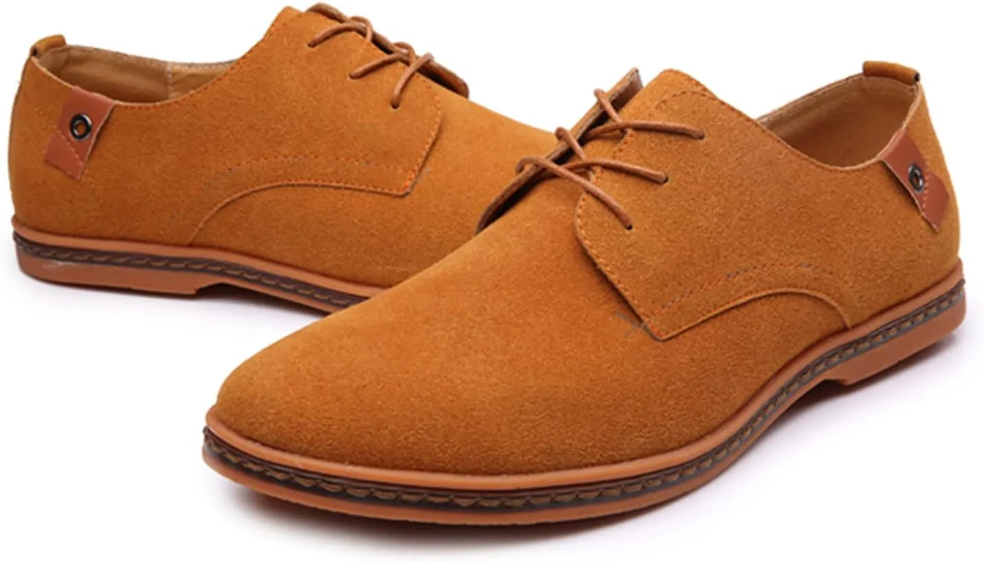 Men's Suede Lace Up Oxfords Orthopedic Leather Shoes,Dress Business Casual Shoes Luxury Work Office Soft Sole Derby Shoes