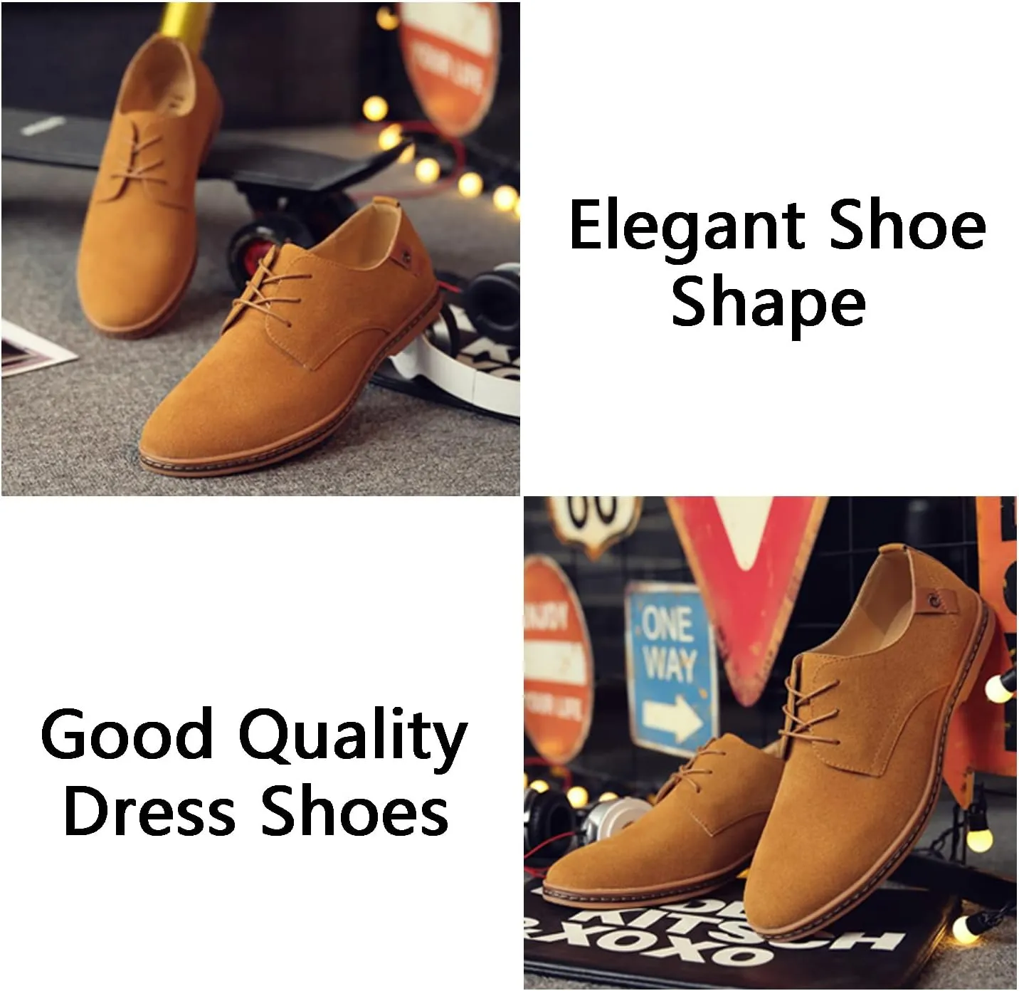 Men's Suede Lace Up Oxfords Orthopedic Leather Shoes,Dress Business Casual Shoes Luxury Work Office Soft Sole Derby Shoes