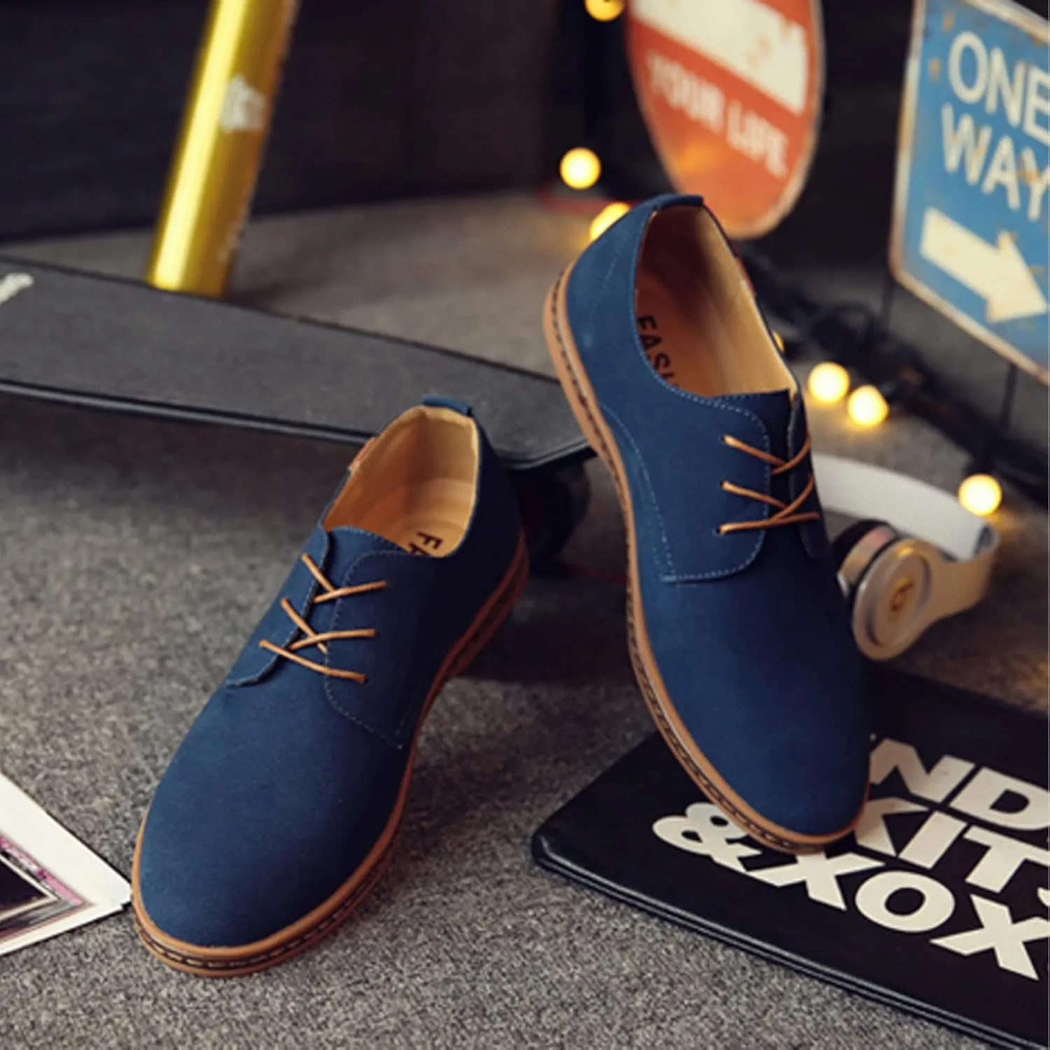 Men's Suede Lace Up Oxfords Orthopedic Leather Shoes,Dress Business Casual Shoes Luxury Work Office Soft Sole Derby Shoes