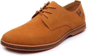 Men's Suede Lace Up Oxfords Orthopedic Leather Shoes,Dress Business Casual Shoes Luxury Work Office Soft Sole Derby Shoes