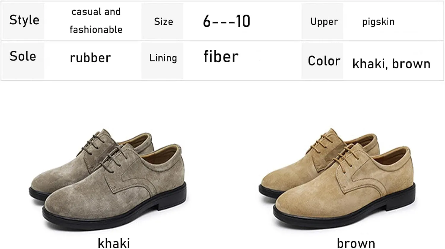 Men's Suede Low Heel Lace-Up Classic Oxford Shoes Retro Round Toe Comfortable Non-Slip Business Work Driving Formal Derby Shoes