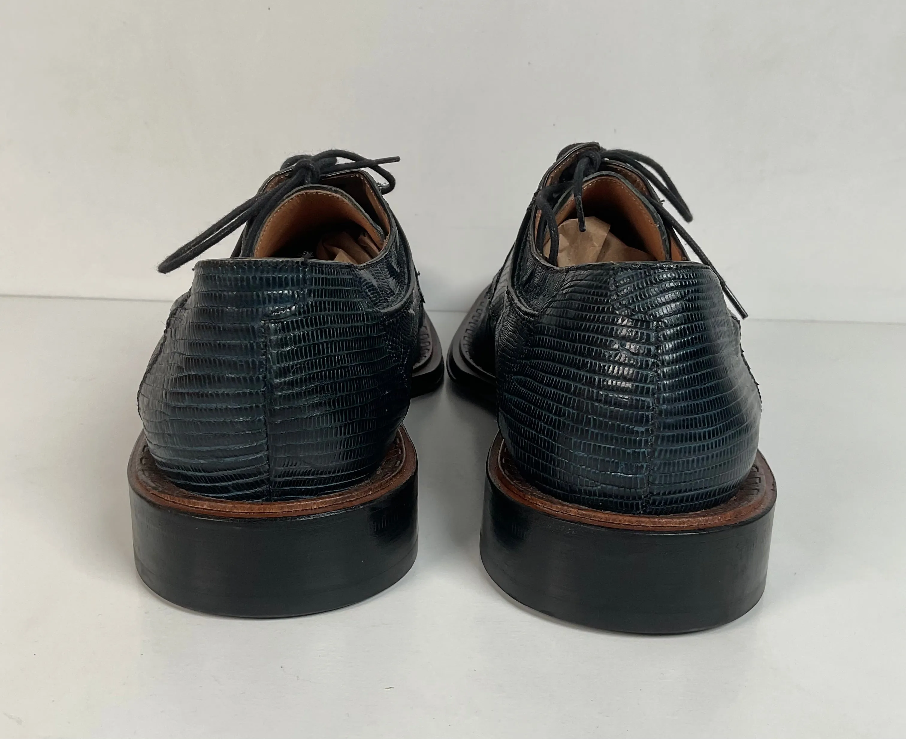 Mezlan Platinum Lizard Derby Loafers 9 M Dark Blue