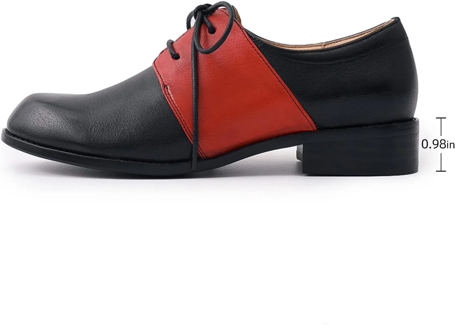 Mona flying Women's Handmade Two Tone Dress Oxfords Derby Comfy Lace up Leather Shoes for Ladies