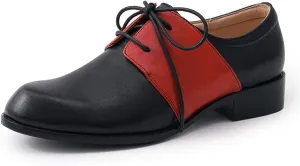 Mona flying Women's Handmade Two Tone Dress Oxfords Derby Comfy Lace up Leather Shoes for Ladies