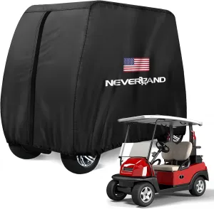 NEVERLAND Golf Cart Cover 4 Passenger - 420D Waterproof Golf Cart Covers Extended Roof Compatible with EZ GO Club Car Yamaha Golf Carts, Outdoor Dustproof 4 Seat Club Car Cover (Up to 112 Inch)