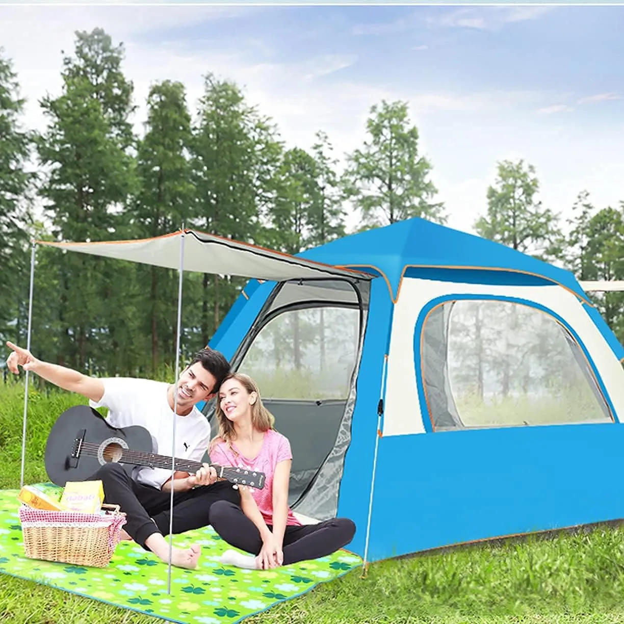 NIEH Automatic Dome Tent Canopy,Instant Pop Up Waterproof Tent,3-8 Person Family Camping Tent for Camping Hiking Travel Outdoor Activities