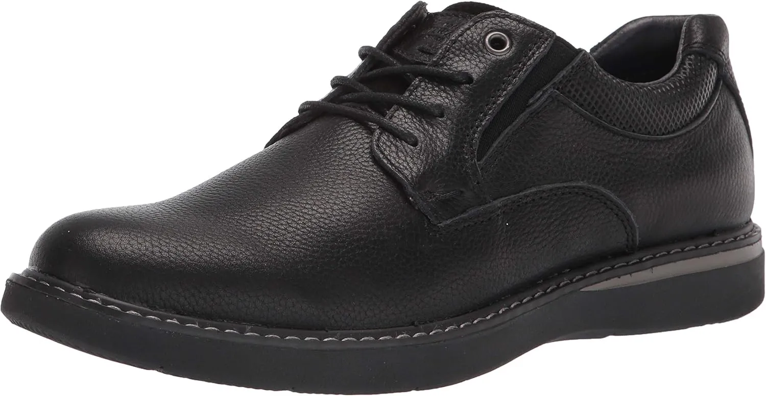 Nunn Bush Men's BAYRIDGE Plain Toe Lightweight Leather LACE-UP Oxford, Black, 9 Wide