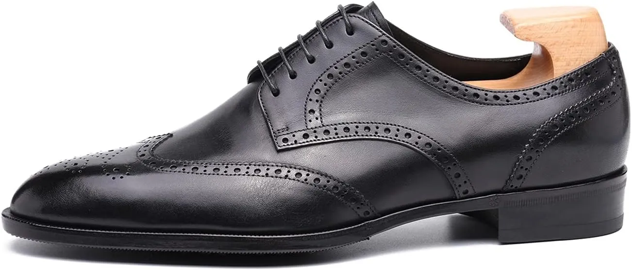Oxford for men formal shoes handmade dress Italian Genuien grain leather luxury custom brogue wing tips round toe lace up shoes
