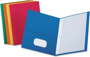 Oxford Two-Pocket Folders w/Fasteners, Assorted Colors ,Letter Size, 25 per box (57713)