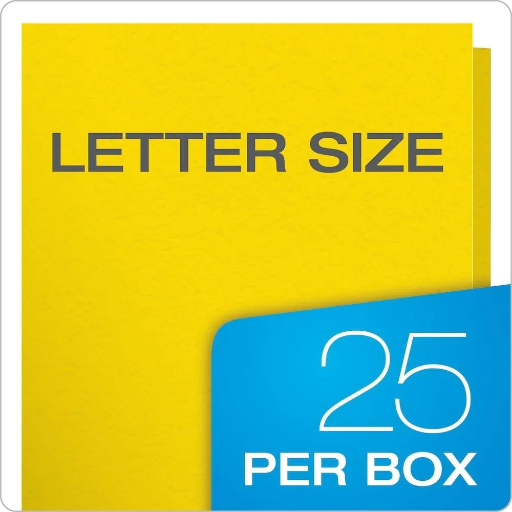 Oxford Two-Pocket Folders w/Fasteners, Yellow, Letter Size, 25 per Box (57709)