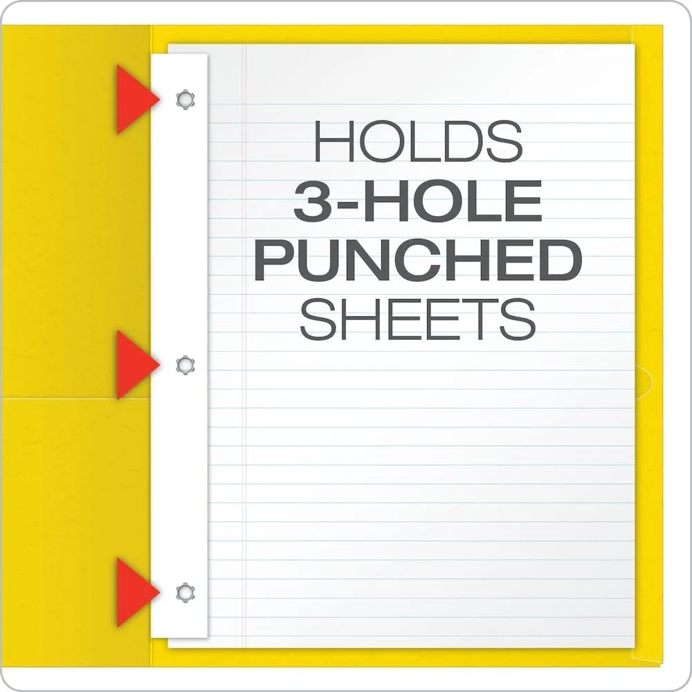 Oxford Two-Pocket Folders w/Fasteners, Yellow, Letter Size, 25 per Box (57709)