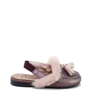 Papanatas Mauve Metallic Fur Mule