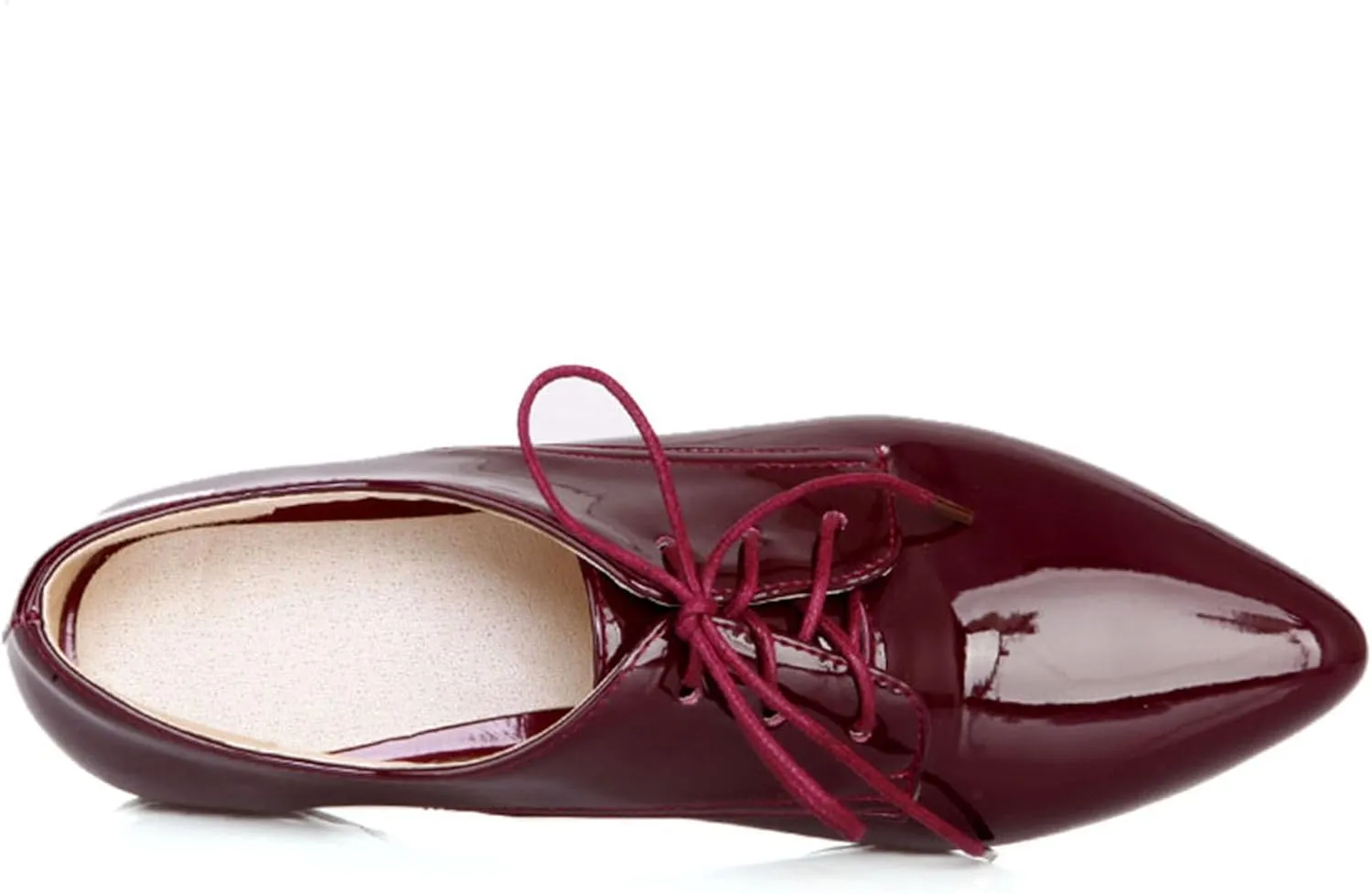 Patent Oxford Derby Women Pointed Toe Lace Up Shoes