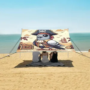 Pixel Art Pigeon Pirate Beach Camping Tent Sun Shelter for Whole Family, Beach Shade Canopy with UPF50  UV Protection,Easy Set Up and Carry,Outdoor Shade for Trips, Fishing, Backyard Fun Picnic