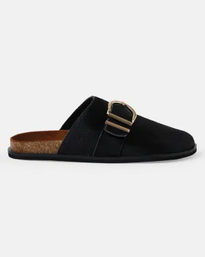 Port Leather Mule- Black