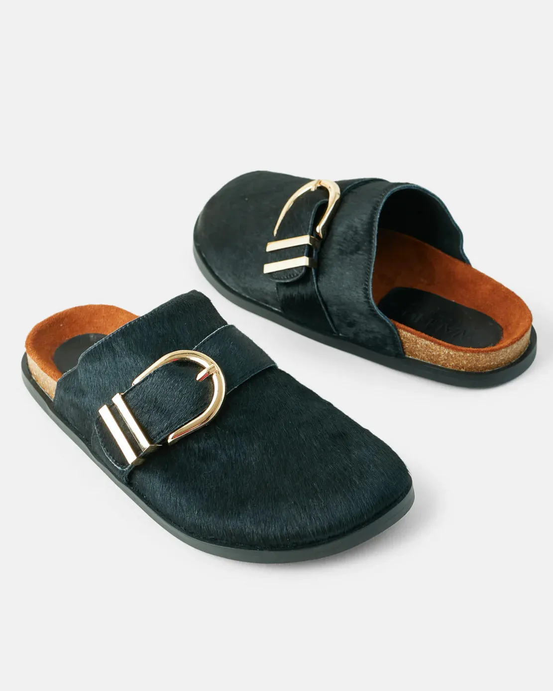 Port Leather Mule- Black