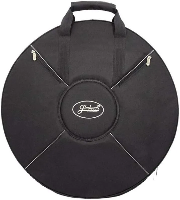 Professional 25inch Inner HANDPAN Case 23inch HandPan Bag Shoulders Hand-held Steel Tongue Drum Bag HandPan Box Composite Leather Shock Absorption Backpack (23inch Thick Black HandPan Cover)