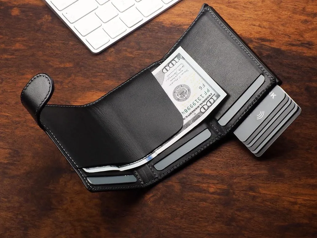 PULARYS OXFORD Mini Wallet - Credit Card Holder - Made of Italian Leather - RFID blocking - Space for up to 9 Cards - One Compartment - Front Pocket Wallet - For Men and Women - Classic
