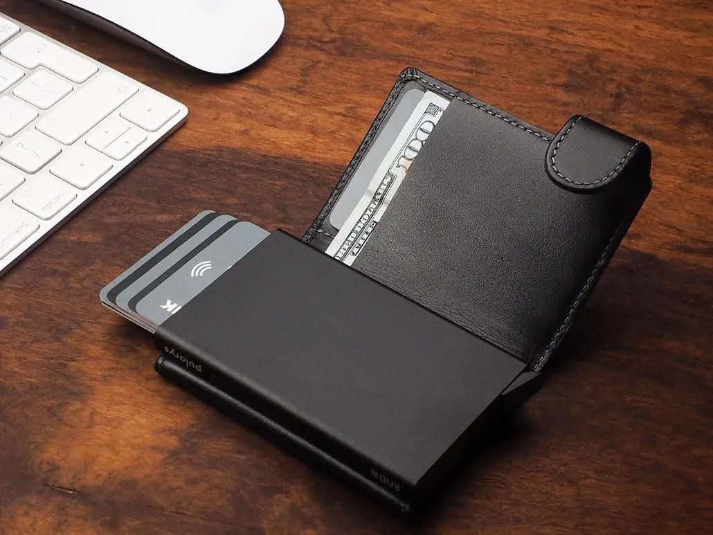 PULARYS OXFORD Mini Wallet - Credit Card Holder - Made of Italian Leather - RFID blocking - Space for up to 9 Cards - One Compartment - Front Pocket Wallet - For Men and Women - Classic