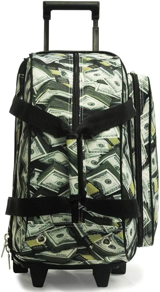 Pyramid Deluxe Double Roller 2 Ball Bowling Bag with Large Separate Shoe Compartment (Up To 2 Pairs Of Shoes) and Accessory Pockets, Sturdy Square Handle - Extends to 40" - Pro Options Available