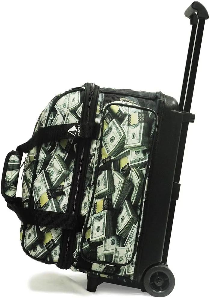 Pyramid Deluxe Double Roller 2 Ball Bowling Bag with Large Separate Shoe Compartment (Up To 2 Pairs Of Shoes) and Accessory Pockets, Sturdy Square Handle - Extends to 40" - Pro Options Available