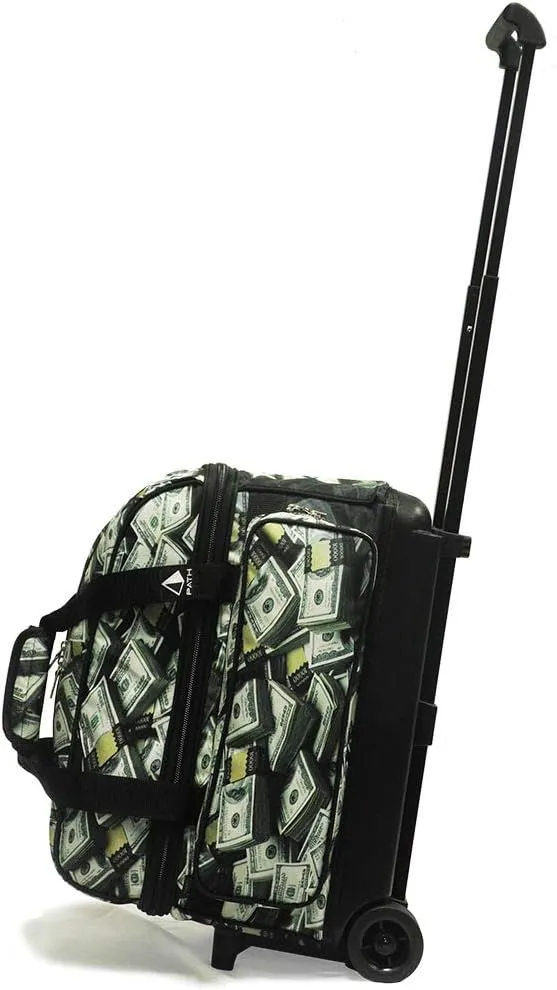 Pyramid Deluxe Double Roller 2 Ball Bowling Bag with Large Separate Shoe Compartment (Up To 2 Pairs Of Shoes) and Accessory Pockets, Sturdy Square Handle - Extends to 40" - Pro Options Available