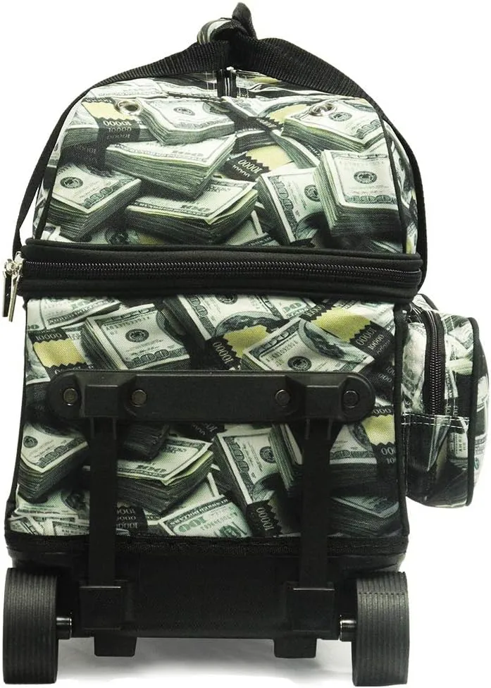 Pyramid Deluxe Double Roller 2 Ball Bowling Bag with Large Separate Shoe Compartment (Up To 2 Pairs Of Shoes) and Accessory Pockets, Sturdy Square Handle - Extends to 40" - Pro Options Available