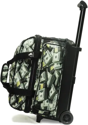 Pyramid Deluxe Double Roller 2 Ball Bowling Bag with Large Separate Shoe Compartment (Up To 2 Pairs Of Shoes) and Accessory Pockets, Sturdy Square Handle - Extends to 40" - Pro Options Available