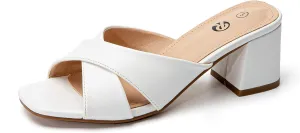Rekayla Heeled Sandals Women Comfortable, Square Toe Sandals Comfy Mule Shoes Chunky Block Heels Women's Sandals Slip On Minimalist Heels Comfortable Mule for Long Walk Casual Shoes Summer Dressy