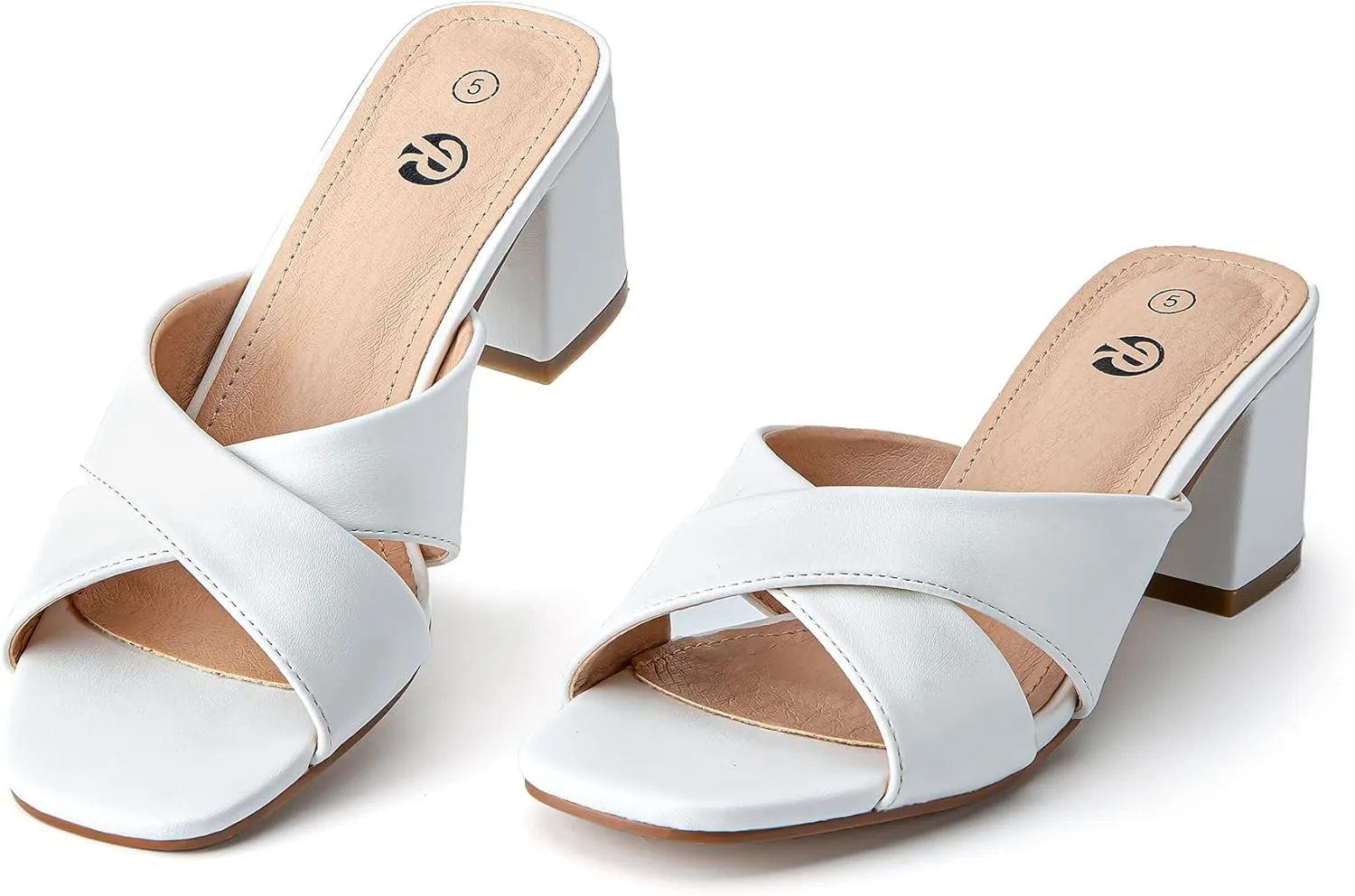 Rekayla Heeled Sandals Women Comfortable, Square Toe Sandals Comfy Mule Shoes Chunky Block Heels Women's Sandals Slip On Minimalist Heels Comfortable Mule for Long Walk Casual Shoes Summer Dressy