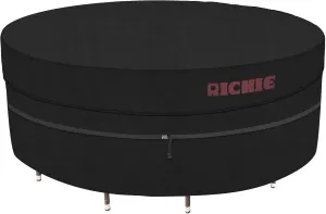 RICHIE Heavy Duty Waterproof Round Patio Furniture Covers - 600D UV Resistant & Anti-Fading, All Weather Outdoor Table and Chairs Set Cover (84"DIA x 28"H), Tear Resistant, Black