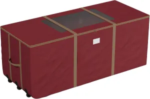 Rolling Christmas Tree Storage Bag-For 9 FT Artificial Trees-Red Canvas Duffel with Wheels & Window-For Holiday Decorations & Inflatables by Elf Stor